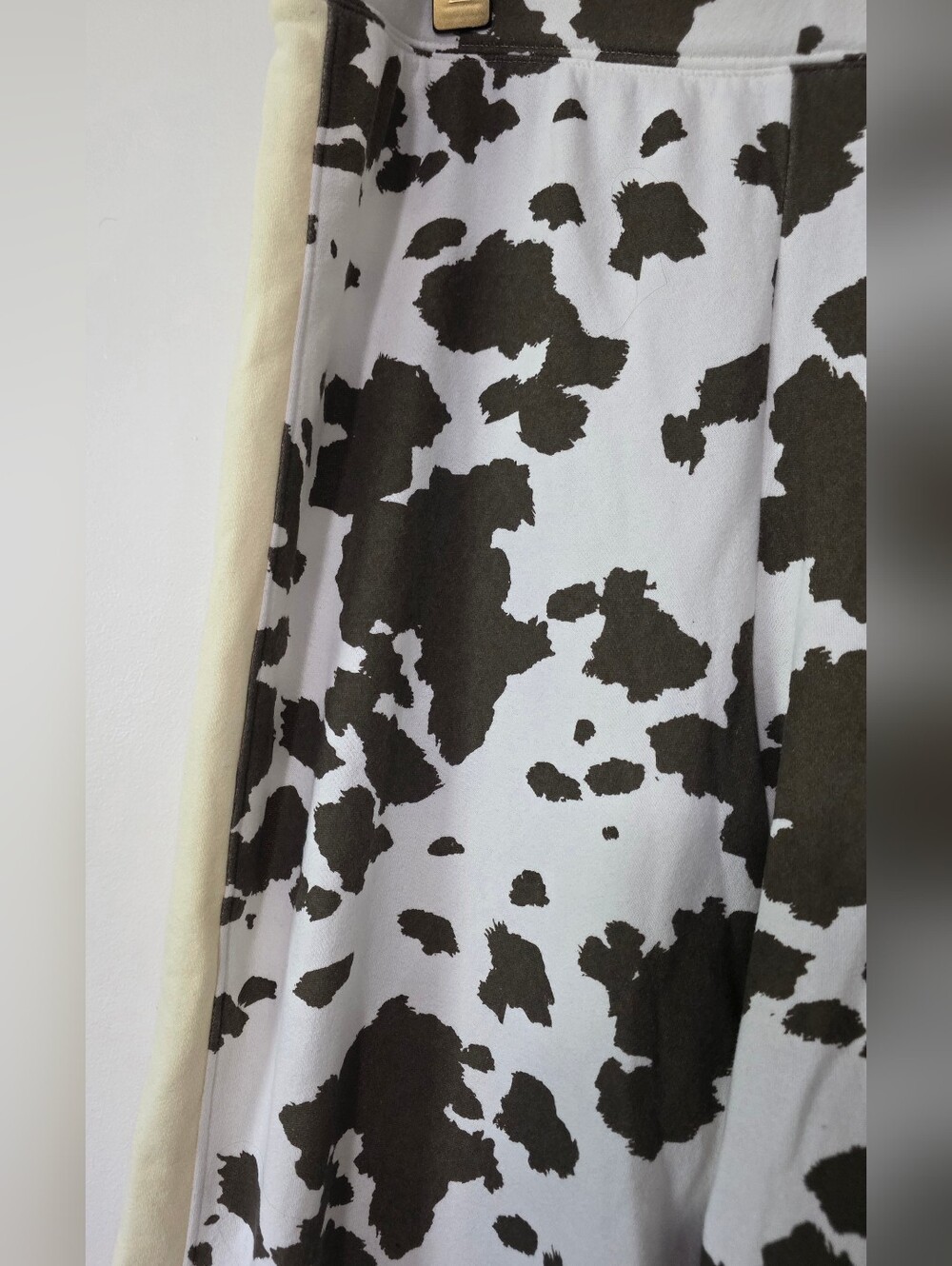 Cow Print Wide Leg Pull-On Graphic Pants Contrasting Side Stripe Cozy Lounge XL